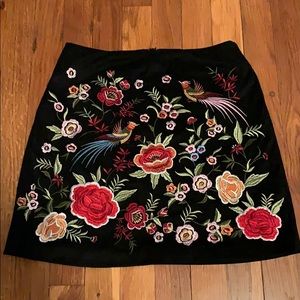 Embroidered Velvet Skirt